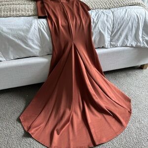 Brown Elegant Full length Dress